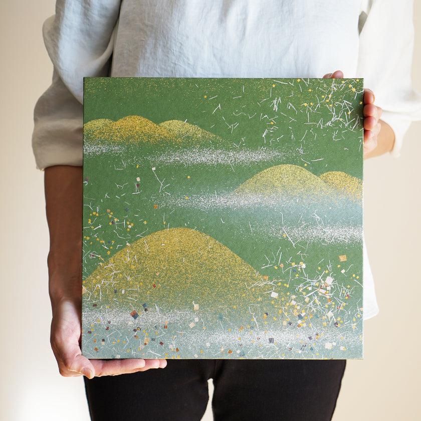 【アートパネル】夏 金山・草 (L) | 金銀砂子細工 | 逸品集（菊池襖紙工場） - Image 3