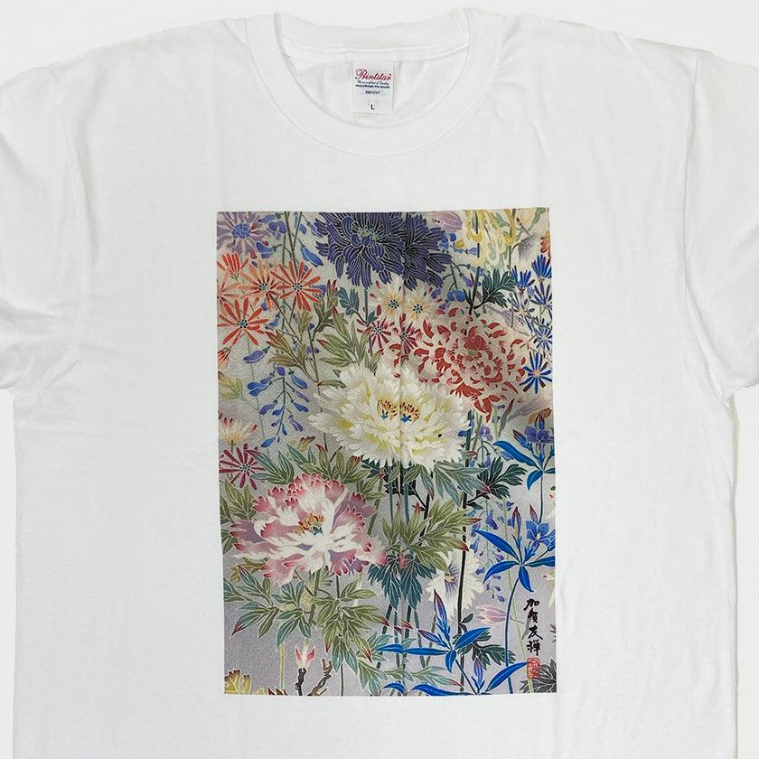 【Tシャツ】花カラー 白 フリーサイズ | 加賀友禅 | J.Flavor * 菊田宏幸 - Image 2