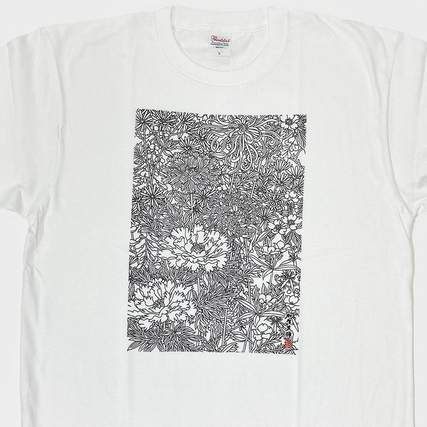 【Tシャツ】花 白 フリーサイズ | 加賀友禅 | J.Flavor * 菊田宏幸 - Image 2