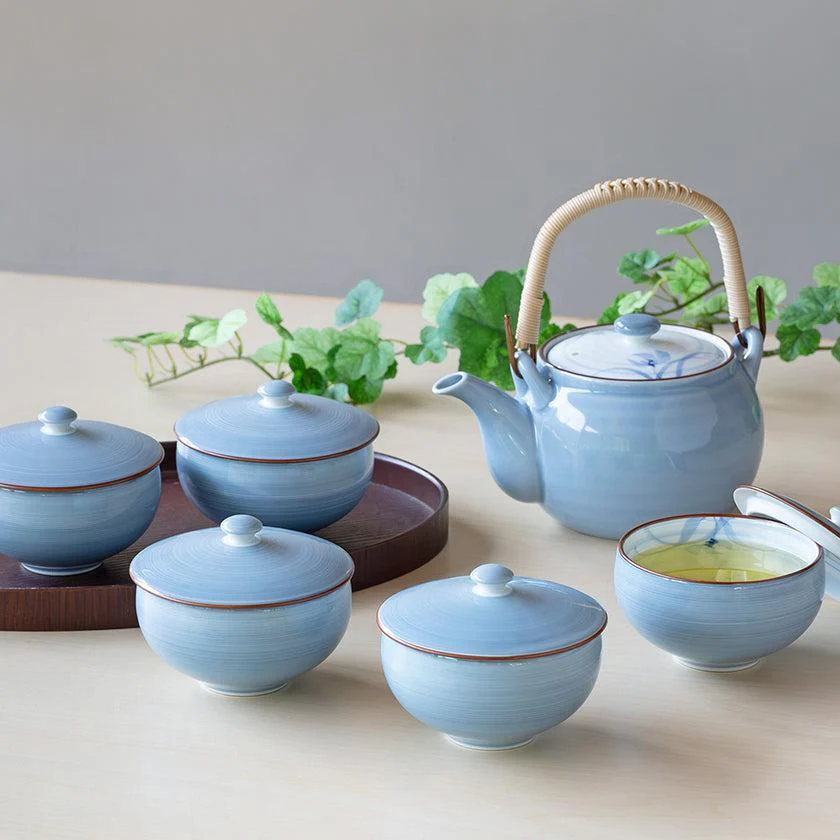 【茶器 6点セット】グレー蘭 蓋付茶器揃 | 波佐見焼 | 西海陶器 - Image 2