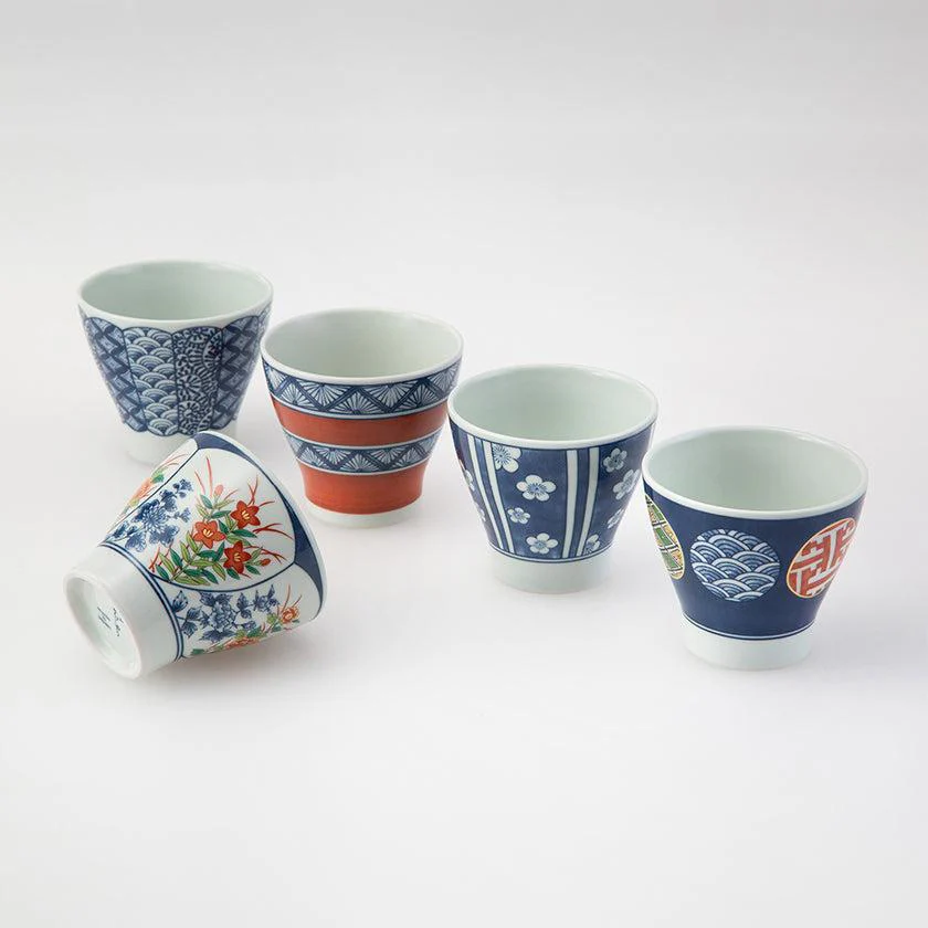 【カップ 5個セット】染錦文様 カップ揃 | 波佐見焼 | 西海陶器 - Image 2
