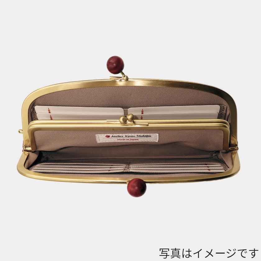 【長財布】西陣織シルク がま口 京組紐ストラップ付 ギンガムチェック (パープル系) | 西陣織 | Atelier Kyoto Nishijin - Image 7