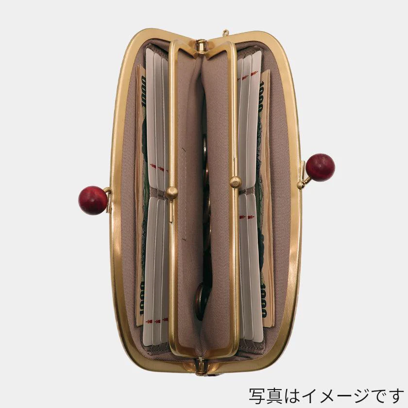 【長財布】西陣織シルク がま口 京組紐ストラップ付 ギンガムチェック (ブラウン系) | 西陣織 | Atelier Kyoto Nishijin - Image 8