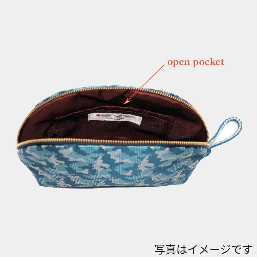 【ポーチ】西陣織シルク シェル型 京組紐引手 迷彩グレンチェック (レッド迷彩) | 西陣織 | Atelier Kyoto Nishijin - Image 12