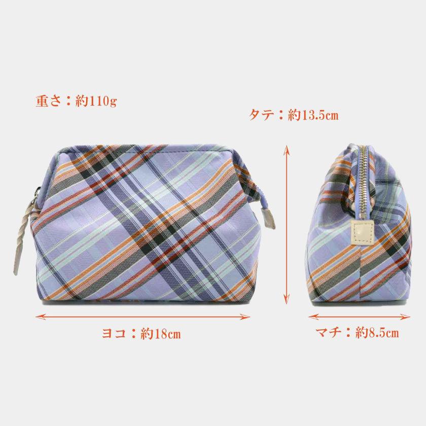 【ポーチ】撥水加工 西陣織シルク がばっと開くアクセサリーポーチ マルチチェック (スカイブルー) | 西陣織 | Atelier Kyoto Nishijin - Image 12