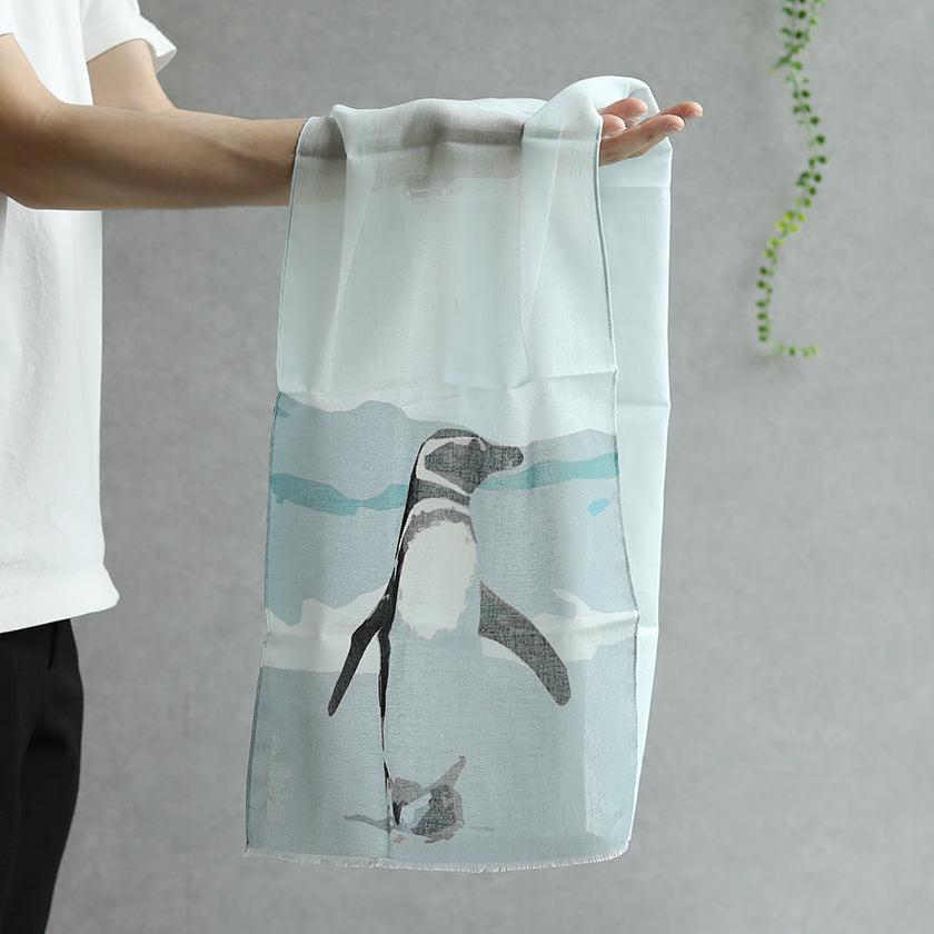 【ストール】コットン ペンギン (マゼラングレー) | 京友禅 | 禾口木丙 - Image 6