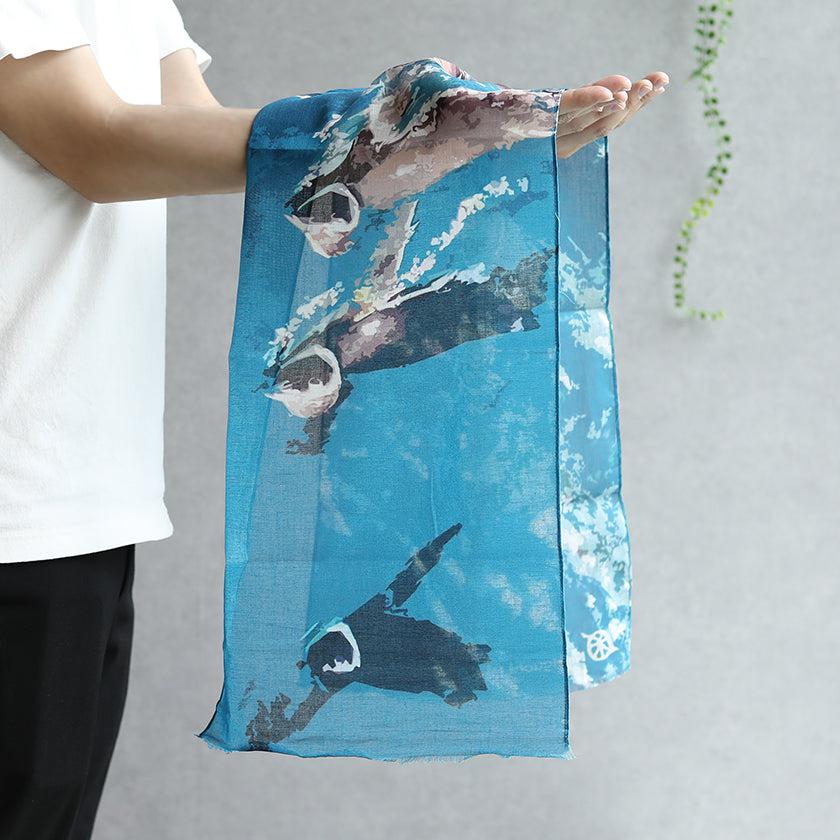 【ストール】コットン ペンギン (新水泳) | 京友禅 | 禾口木丙 - Image 2