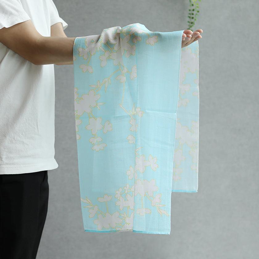 【ストール】コットン 枝桜 (水色) | 京友禅 | 禾口木丙 - Image 5