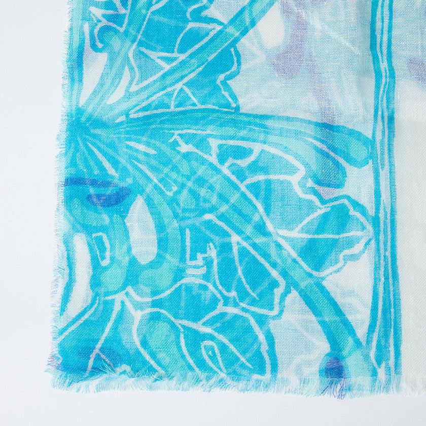 【ストール】リネン160X35 セギー菊 (青) | 京友禅 | 禾口木丙 - Image 8
