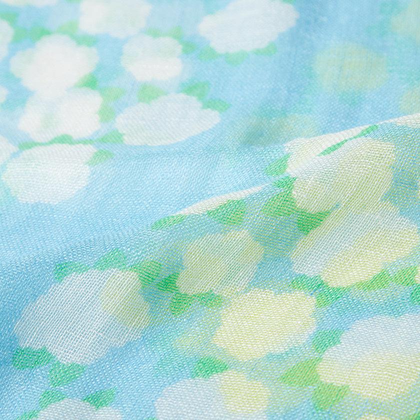 【ストール】リネン160X35 花の丸 (青) | 京友禅 | 禾口木丙 - Image 7