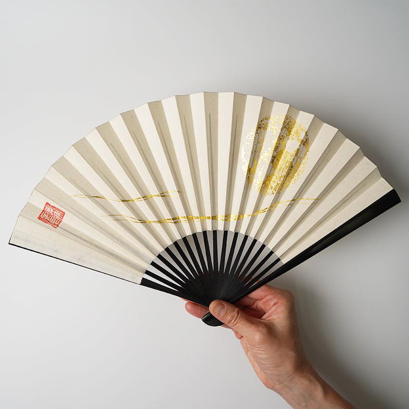 【扇子】満月 (白) 金箔 | 唐紙 | 景美風月 - Image 4