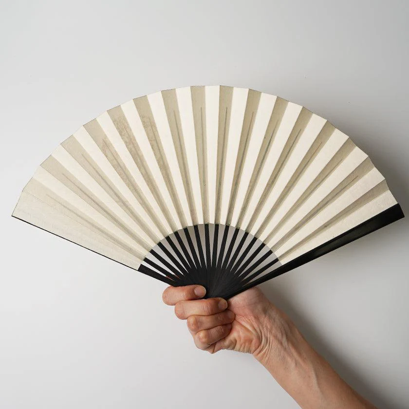 【扇子】満月 (白) 金箔 | 唐紙 | 景美風月 - Image 5