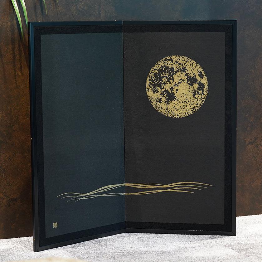 【屏風】満月 (黒) ブロンズ（大） | 唐紙 | 景美風月 (大型配送料2,500円) - Image 3
