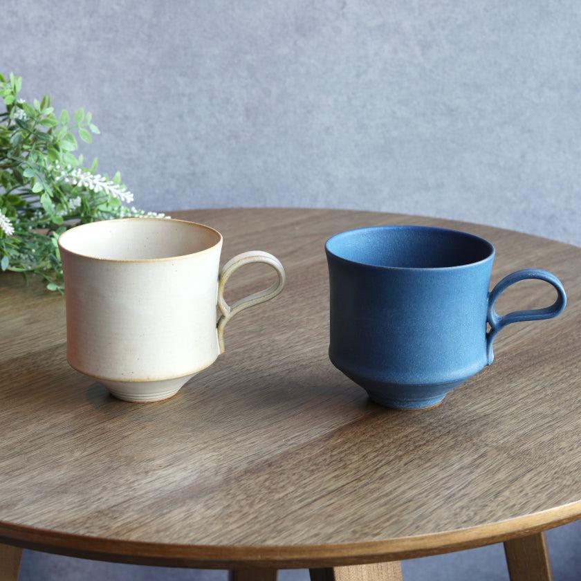 【マグカップ2個セット】Mat  (角) 青 & 白 | 京焼・清水焼 | fuuu - Image 3