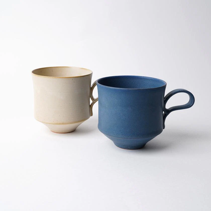 【マグカップ2個セット】Mat  (角) 青 & 白 | 京焼・清水焼 | fuuu - Image 5