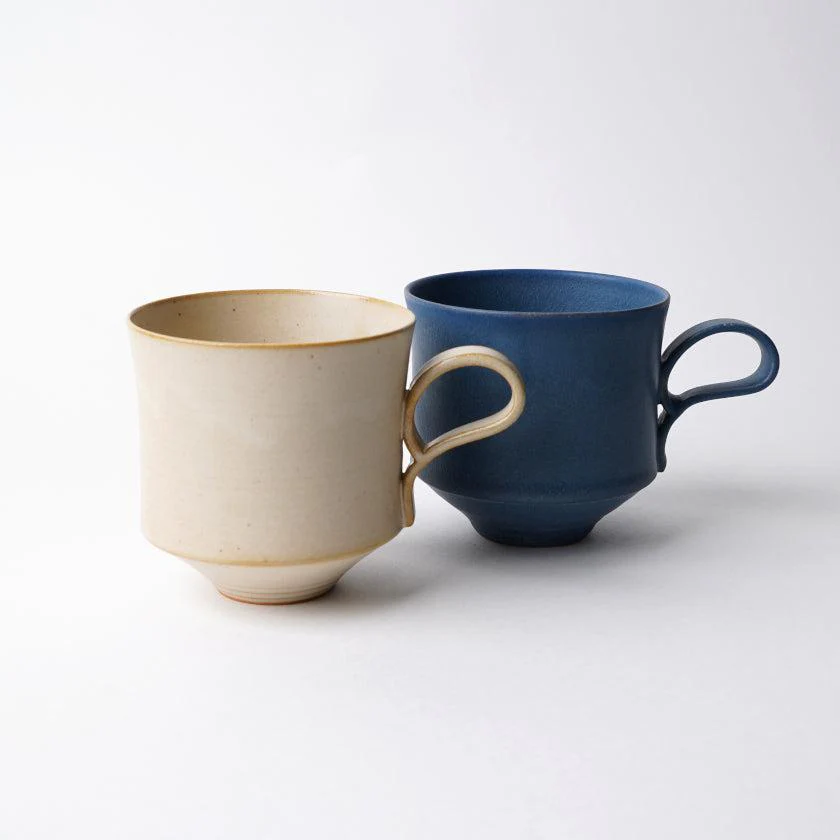 【マグカップ2個セット】Mat  (角) 青 & 白 | 京焼・清水焼 | fuuu - Image 6