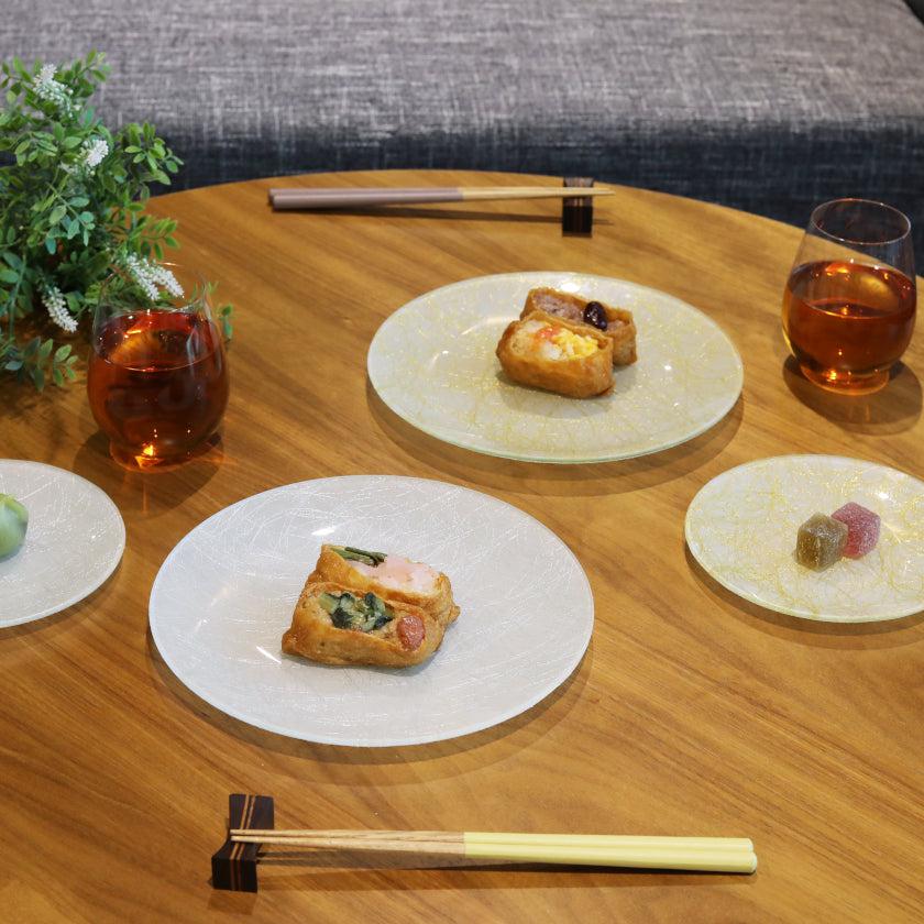 【皿2枚セット】丸皿 22cm 100金 & 銀 | 西陣織 | 江村商店 - Image 2