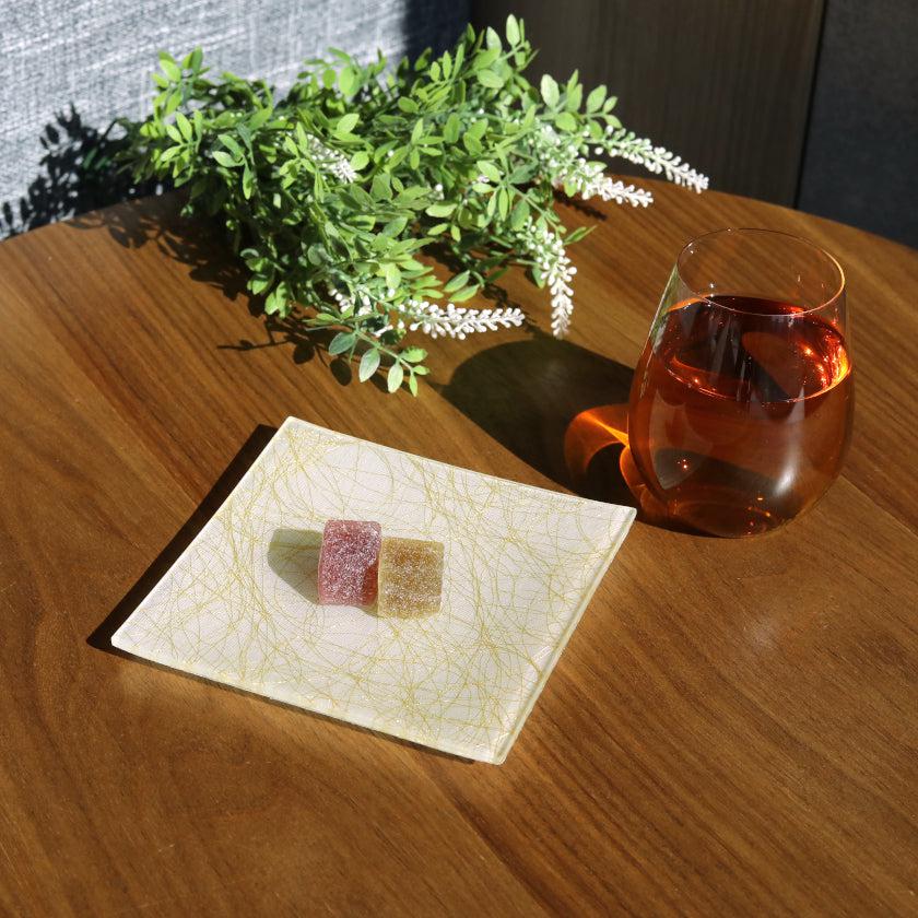 【皿4枚セット】角皿 100金 & 銀 | 西陣織 | 江村商店 - Image 3