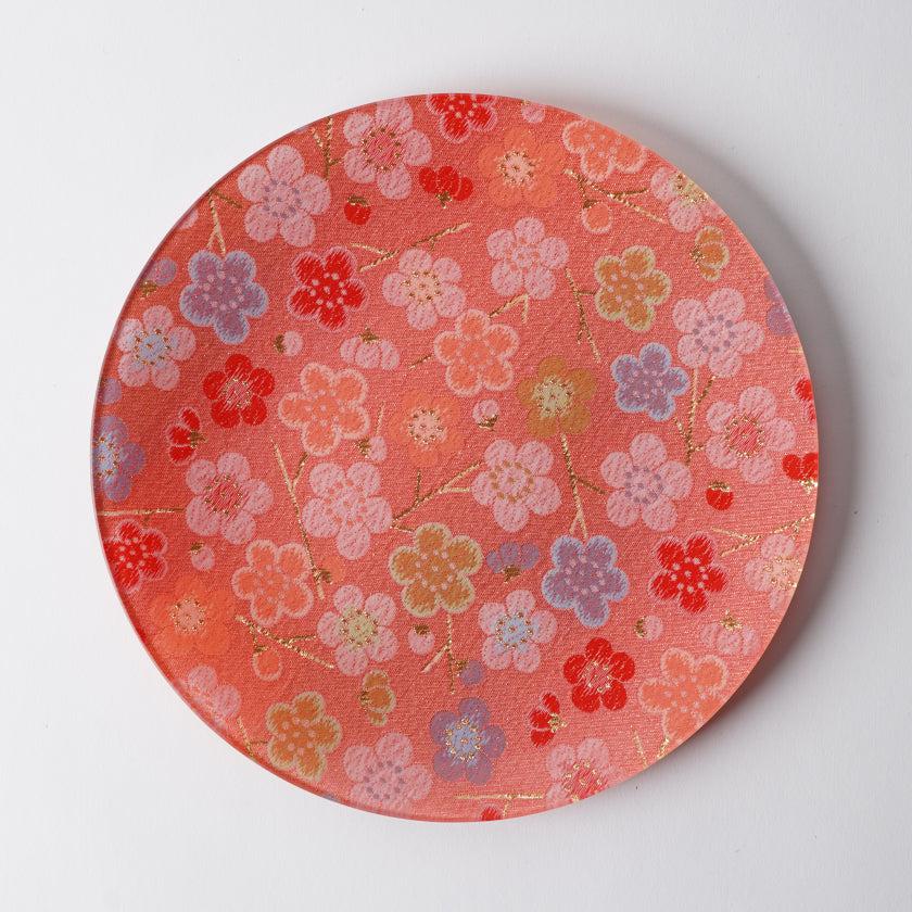 【皿2枚セット】丸皿 22cm 梅 & 菊 | 西陣織 | 江村商店 - Image 8