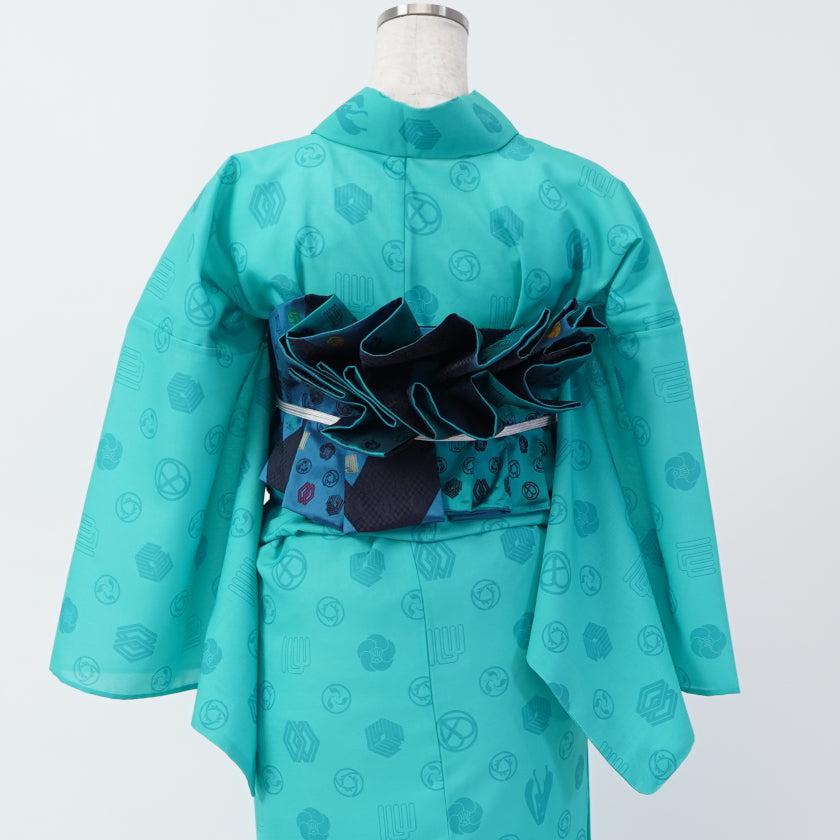 【細帯 西陣織】DIFFUSION ブルー 初音工房 日本製 伝統工芸 浴衣・着物用 受注生産 - Image 2