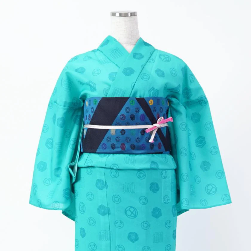 【細帯 西陣織】DIFFUSION ブルー 初音工房 日本製 伝統工芸 浴衣・着物用 受注生産 - Image 3