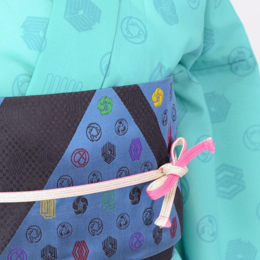 【細帯 西陣織】DIFFUSION ブルー 初音工房 日本製 伝統工芸 浴衣・着物用 受注生産 - Image 4