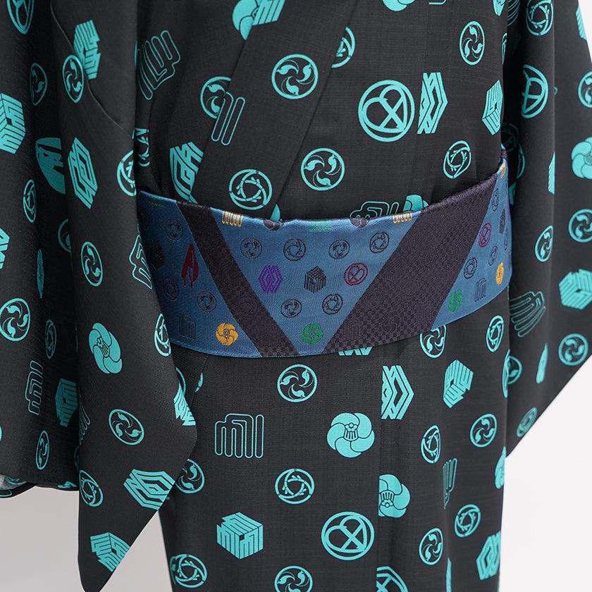 【浴衣】メンズ ブラック × ブルー | 初音工房（受注生産3ヶ月、帯は別売り） - Image 4