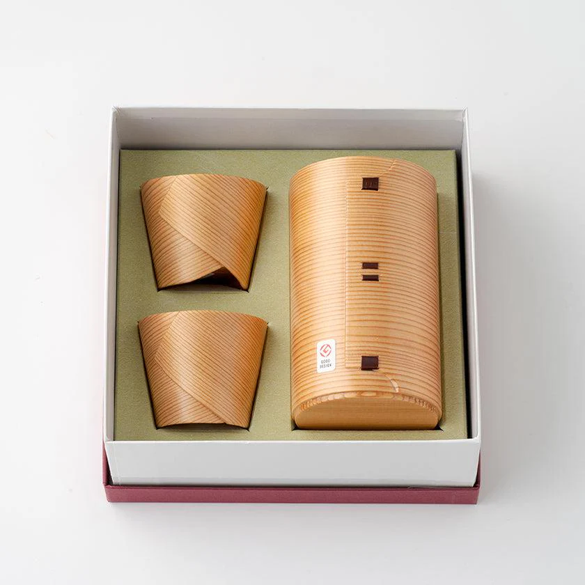 【酒器3点セット】徳久利 (1合)・ぐいのみ | 大館曲げわっぱ | 栗久 - Image 2