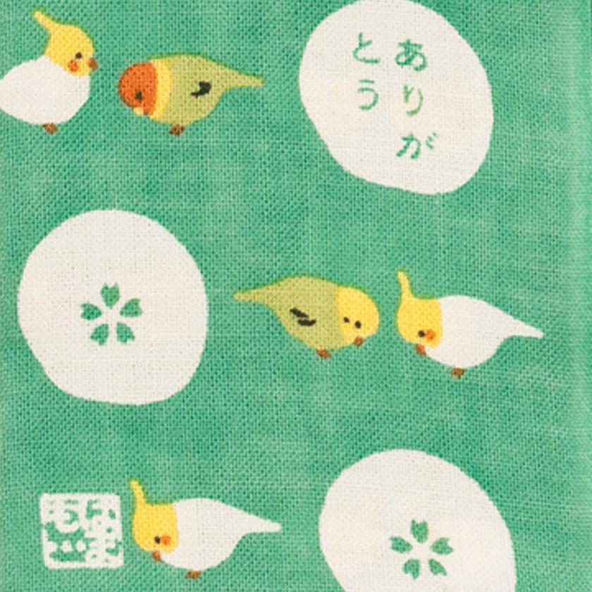 【ハンカチ】ひとことはんかち ありがとうインコ | 横浜捺染 | 濱文様 - Image 3