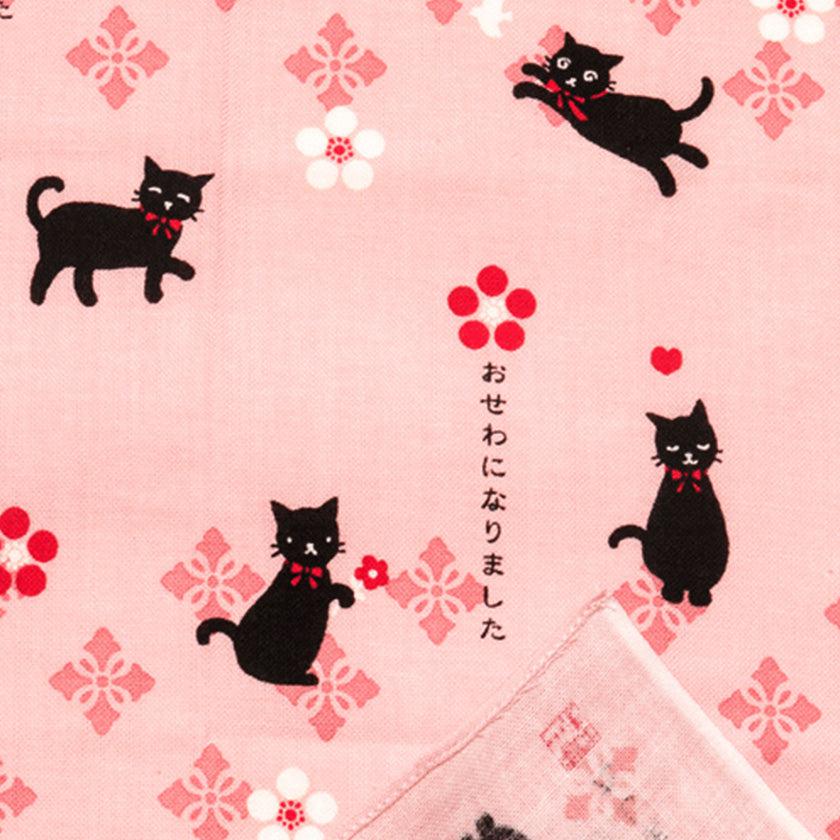 【ハンカチ】ひとことはんかち お世話になりました黒ねこ | 横浜捺染 | 濱文様 - Image 3