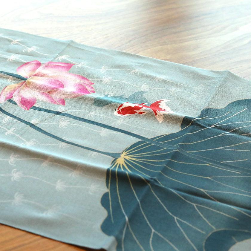 【手ぬぐい】絵てぬぐい 鈴木其一 蓮に金魚図 | 横浜捺染 | 濱文様 - Image 4
