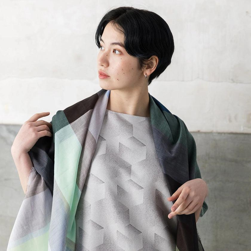 【ストール】極細コットン播州織ストール (ブルー) L | 播州織 | POLS - Image 4