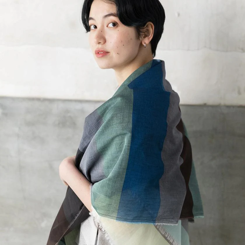 【ストール】極細コットン播州織ストール (ブルー) L | 播州織 | POLS - Image 9