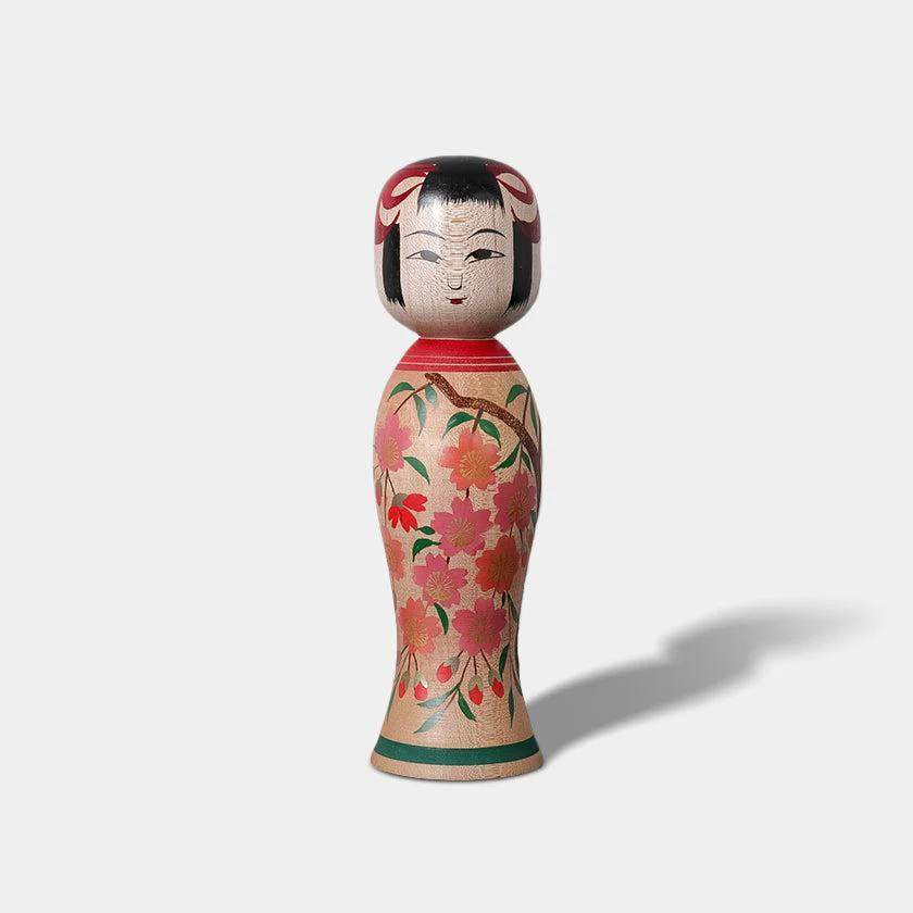 【こけし】蒔絵こけし (6寸) 桜模様 | 土湯伝統こけし |近野明裕 - Image 4