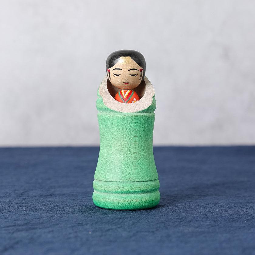 【こけし】かぐや姫こけし 緑竹 | 土湯伝統こけし |近野明裕 - Image 2