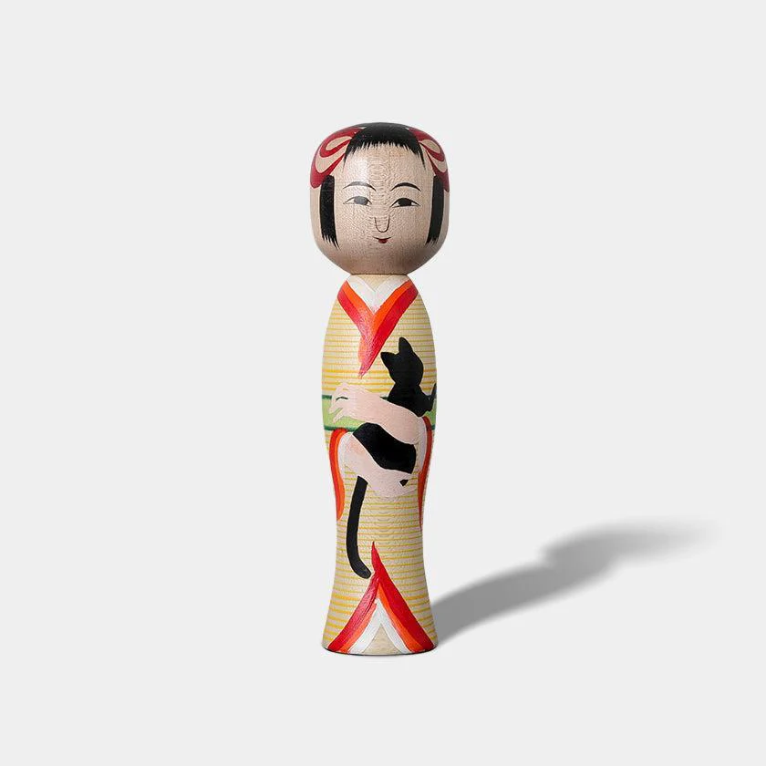 【こけし】大正時代風こけし (6寸) イエロー | 土湯伝統こけし |近野明裕 - Image 3