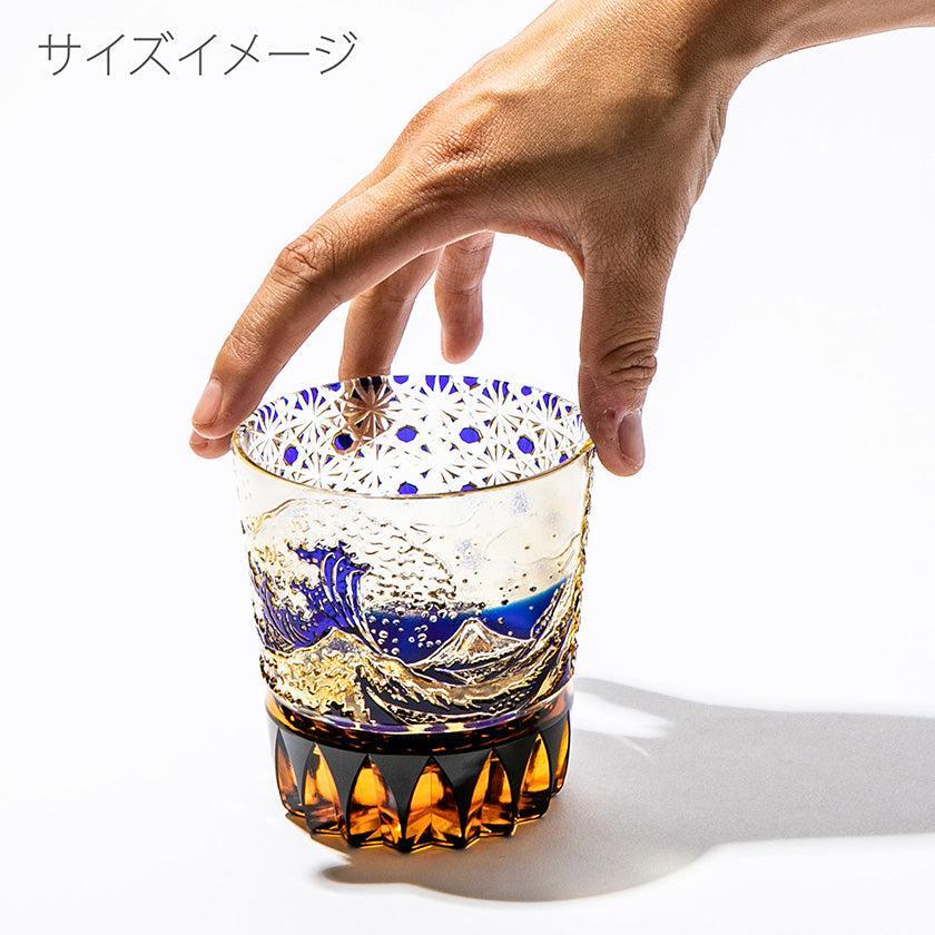 【江戸切子】富嶽三十六景「凱風快晴」「神奈川沖波裏」に菊籠目紋 オールドグラス | TABLEAU - Image 22