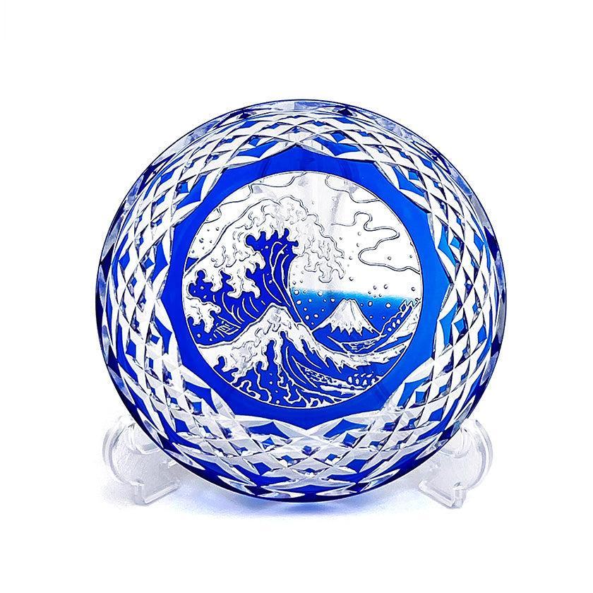【江戸切子】富嶽三十六景「凱風快晴」「神奈川沖波裏」に福菱 飾皿 | TABLEAU - Image 7